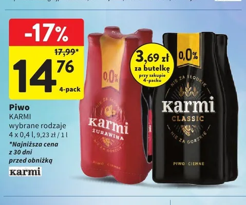 Piwo Karmi Classic 4-pak 400 ml promocja w Intermarche