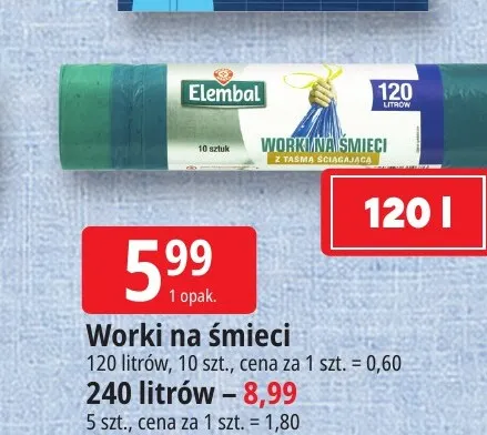 Worki na śmieci 240 l Elembal promocja w Leclerc