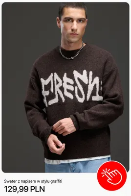Sweter z napisem w stylu graffiti Cropp promocja w Cropp