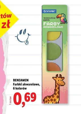 Farbki akwarelowe Beniamin 6 kolorów promocja w Lidl