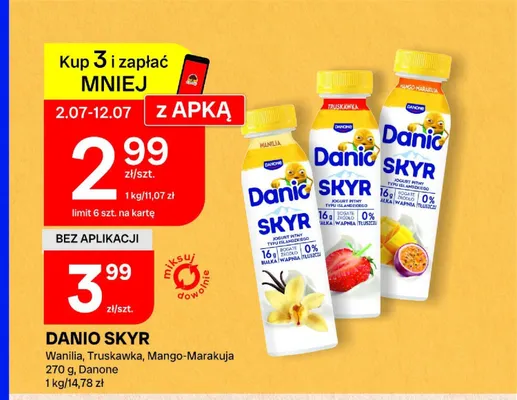 Jogurt Danio Skyr waniliowy promocja w Chorten