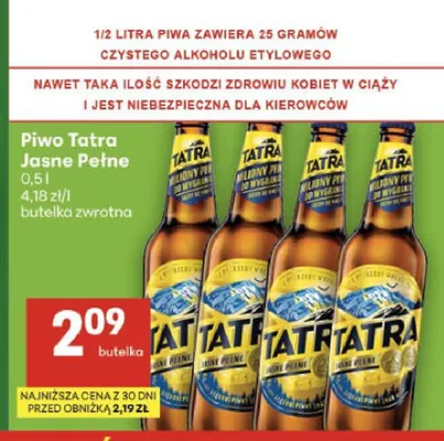 Piwo Tatra Jasne Pełne promocja w Delikatesy Centrum