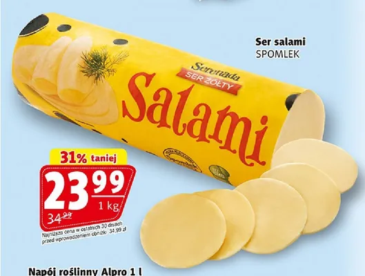Ser żółty Salami Serenada Spomlek promocja w Prim Market