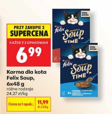 Karma dla kota Felix Soup Original z dorszem promocja w Biedronka