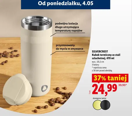 Kubek termiczny ze stali szlachetnej SilverCrest 470ml promocja w Lidl