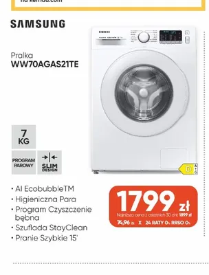 Pralka Samsung WW70AGAS21TE promocja w Max Elektro