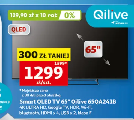 Smart QLED TV 65" Qilive 65QA241B promocja w Auchan