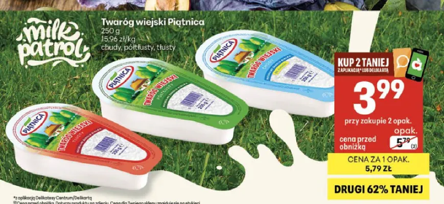 Twaróg wiejski Piątnica półtłusty promocja w Delikatesy Centrum