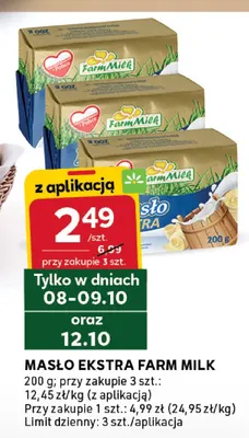 Masło ekstra Farm Milk promocja w Stokrotka