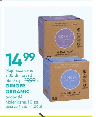 Podpaski higieniczne Night Ginger Organic promocja w Super-Pharm