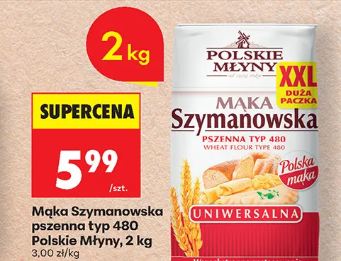 Mąka Szymanowska pszenna typ 480 Polskie Młyny promocja w Biedronka