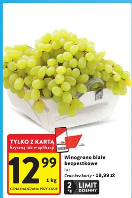 Winogrono białe bezpestkowe luz promocja w Intermarche