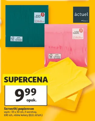 Serwetki papierowe Actuel 33x33 cm promocja w Auchan
