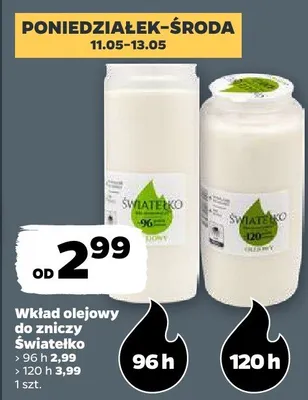 Wkład olejowy do zniczy Światełko 96h promocja w Netto