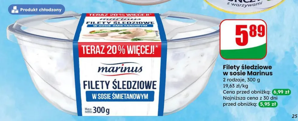 Filety śledziowe w sosie Marinus, 2 rodzaje promocja w Dino