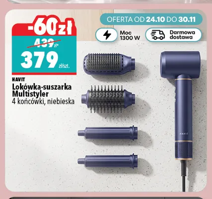 Lokówka-suszarka Multistyler 4 końcówki niebieska Havit promocja w Biedronka Home