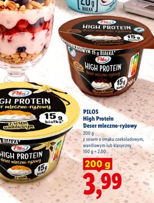 Deser mleczno-ryżowy High Protein klasyczny Pilos promocja w Lidl