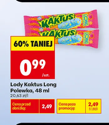 Lody Kaktus Long Polewka promocja w Biedronka
