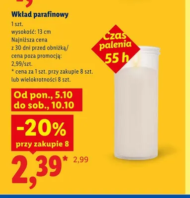 Wkład parafinowy 13 cm promocja w Lidl