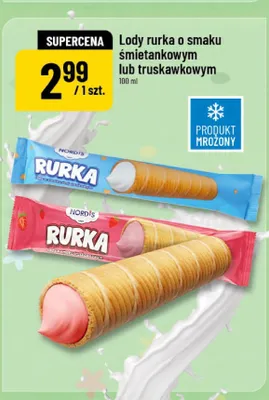 Lody rurka o smaku truskawkowym Nordis promocja w POLOmarket