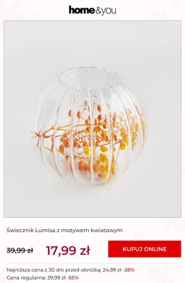 Świecznik Lumisa z motywem kwiatowym home&you promocja w home&you