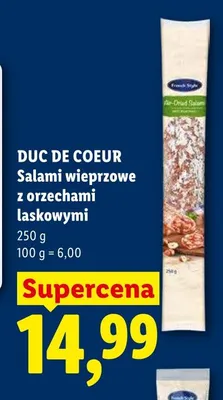 Salami wieprzowe z orzechami laskowymi Duc De Coeur promocja w Lidl