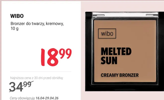 Bronzer do twarzy kremowy Wibo Melted Sun Creamy Bronzer promocja w Rossmann