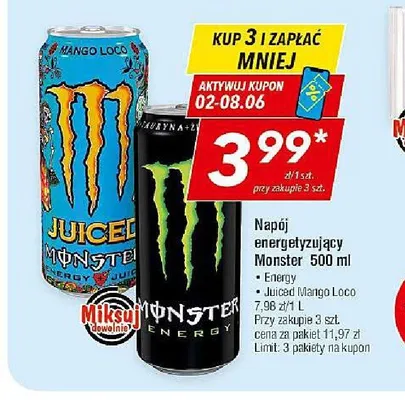 Napój energetyzujący Monster Energy promocja w LEWIATAN