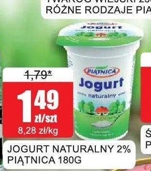 Jogurt naturalny 2% Piątnica promocja w Bingo