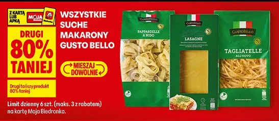 Wszystkie suche makarony promocja w Biedronka