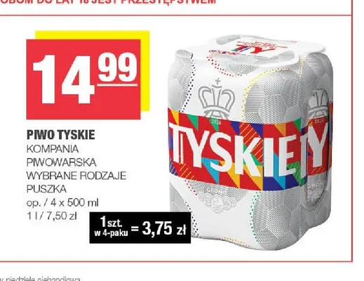 Piwo Tyskie Gronie 4-pak promocja w SPAR