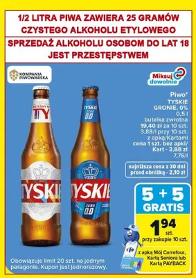 Piwo Tyskie Gronie promocja w Carrefour Market