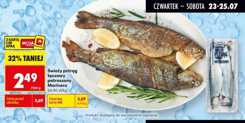 Świeży pstrąg tęczowy patroszony Marinero promocja w Biedronka