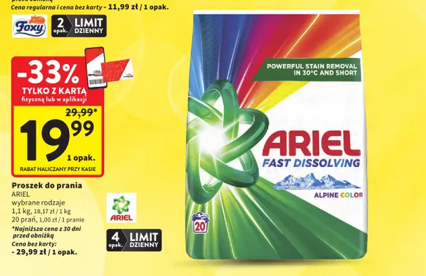 Proszek do prania Ariel Alpine Color promocja w Intermarche