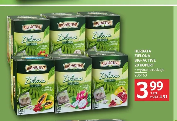 Herbata zielona Big-Active 20 kopert promocja w Selgros