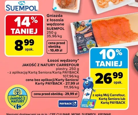 Łosoś wędzony promocja w Carrefour Market