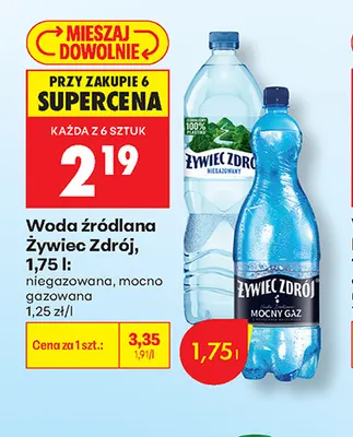 Woda źródlana gazowana Żywiec Zdrój mocno promocja w Biedronka