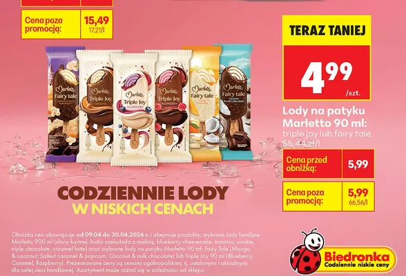 Lody na patyku triple joy  promocja w Biedronka