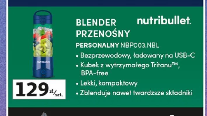 Blender przenośny Nutribullet Personalny NBP003.NBL promocja w Auchan
