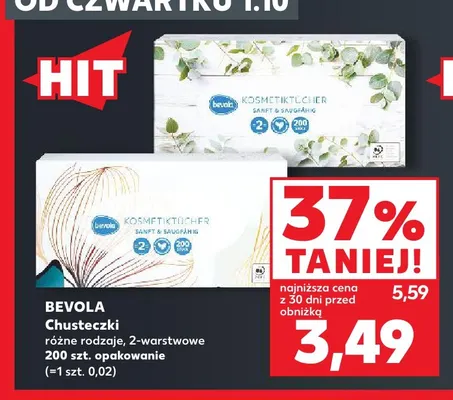 Chusteczki 2-warstwowe Bevola promocja w Kaufland