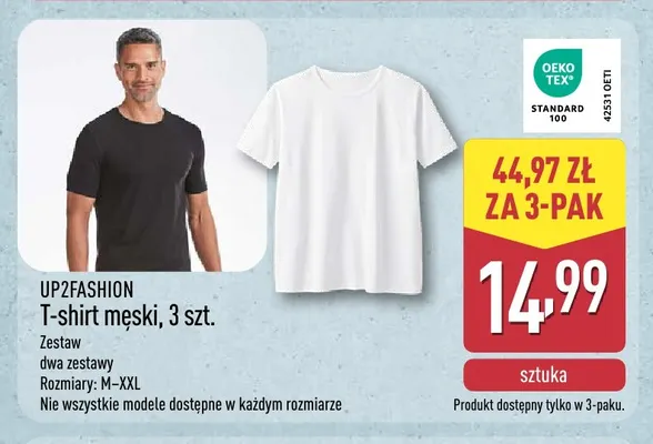 T-shirt męski 3-pak UP2FASHION promocja w Aldi