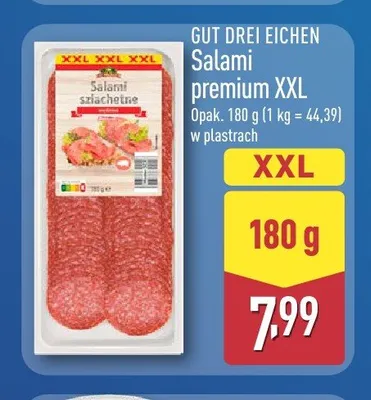 Salami premium XXL Gut Drei Eichen w plastrach promocja w Aldi