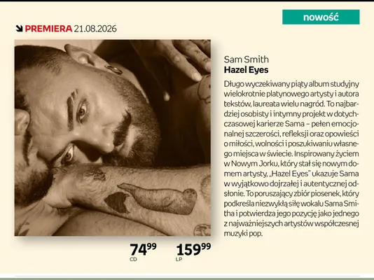 Płyta winylowa LP Sam Smith Hazel Eyes promocja w Empik