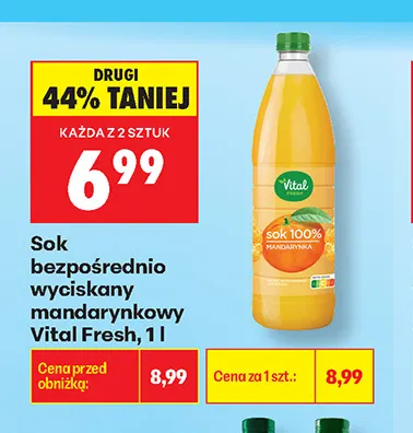 Sok bezpośrednio wyciskany mandarynkowy Vital Fresh promocja w Biedronka