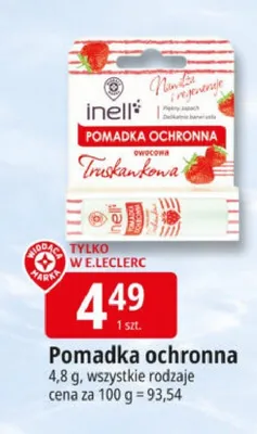 Pomadka ochronna inell truskawkowa promocja w Leclerc