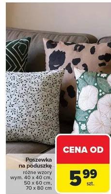 Poszewka na poduszkę różne wzory 40 x 60 cm, 50 x 60 cm, 70 x 80 cm promocja w Carrefour