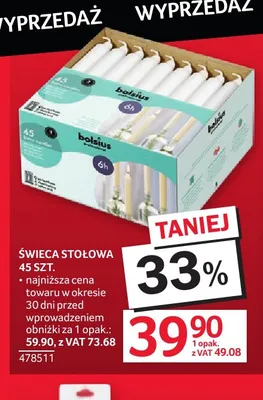 Świeca stołowa Bolsius 45-pak promocja w Selgros