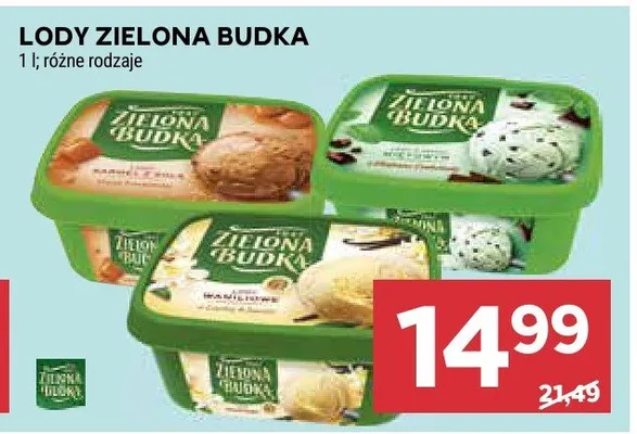 Lody Zielona Budka różne rodzaje promocja w Stokrotka