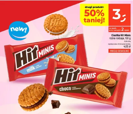 Ciastka Hit Minis milk promocja w Dealz