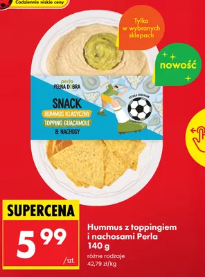 Hummus z toppingiem i nachosami Perla promocja w Biedronka
